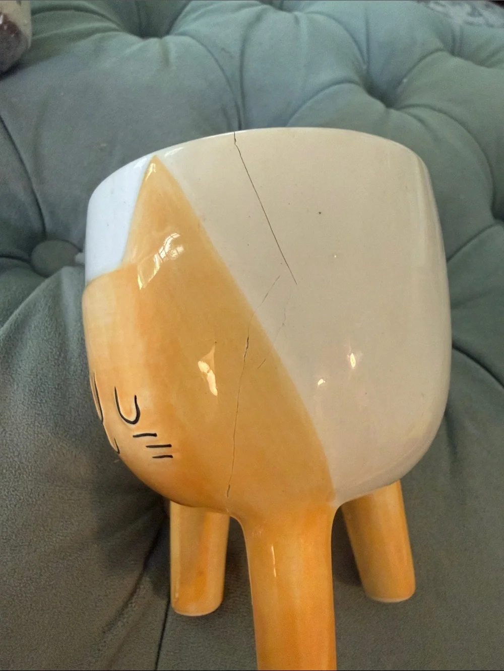 Ceramic Cat Planter and Mini Bowl
